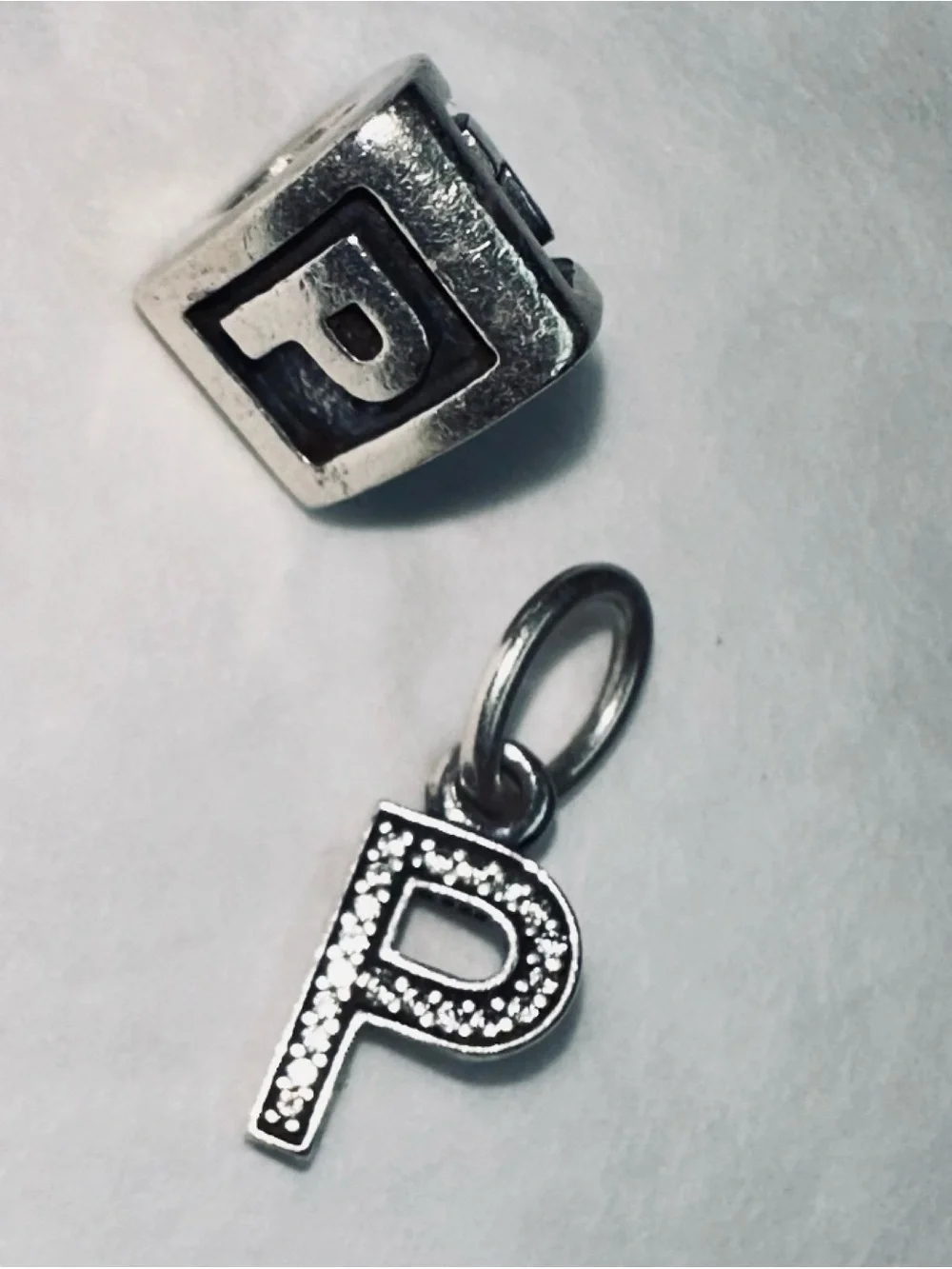 Pandora Sterling Silver Letter P Charm Bundle | Pavé Initial Pendant & Alphabet